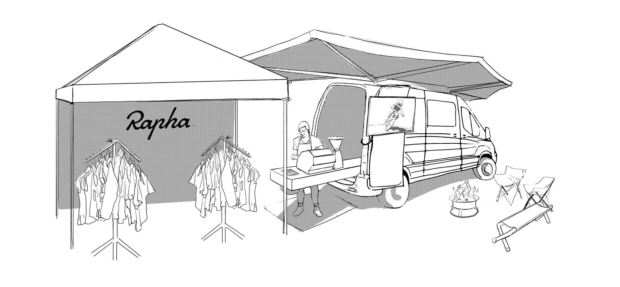 Rapha Sprinter van design conceptualizing for on site brand activation events - mobile cafe 