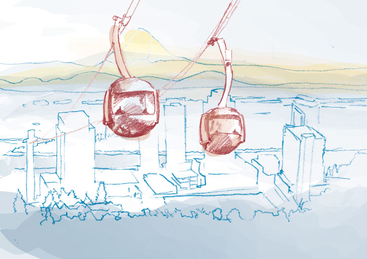 Tram Lift Portland Oregon in four colors